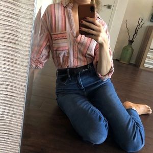 Linen button down top